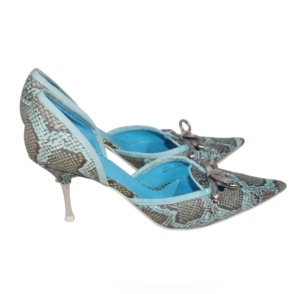 Apepazza Italian Limited Edition Blue/Gray Snakeskin Heels, Size 36 (US Size 6) - Picture 6 of 10
